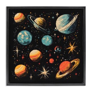 Stupell Colorful Retro Planets Framed Floater Canvas Wall Art Design By ...
