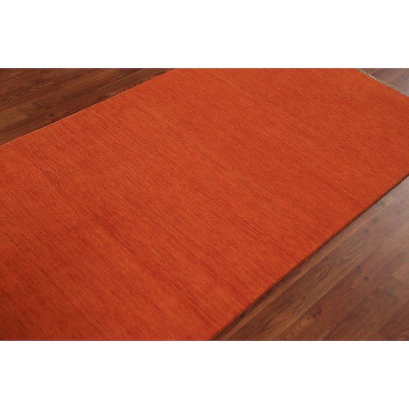Orange Modern Gabbeh Oriental Rug Handmade Wool Carpet - 3'4" x 6'5"