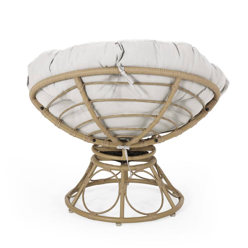 Maries Outdoor Papasan Swivel Chair with Cushion by Christopher Knight Home