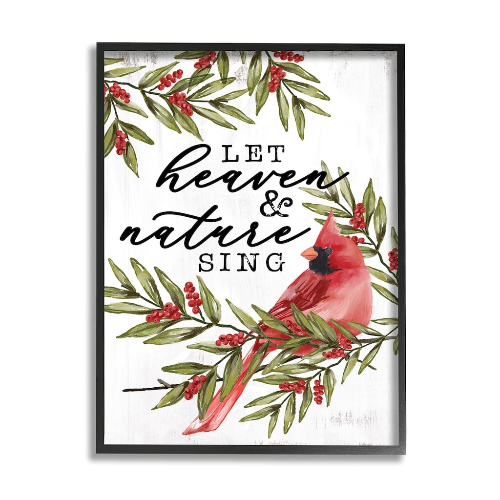 Stupell Festive Phrase Cardinal Framed Giclee Art Design by Dogwood Portfolio
