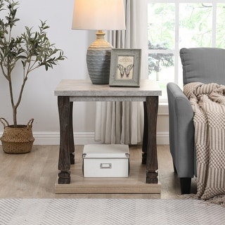 Wood Side Table with 2-Tier Storage Shelf - Bed Bath & Beyond - 40878127