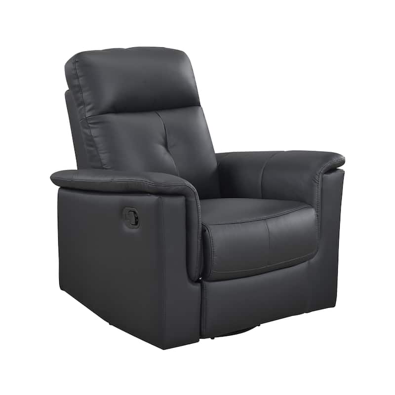 Fremont & Park Monte 35.5" Leather Swivel Glider Manual Recliner - 360-Degree Swivel - Black