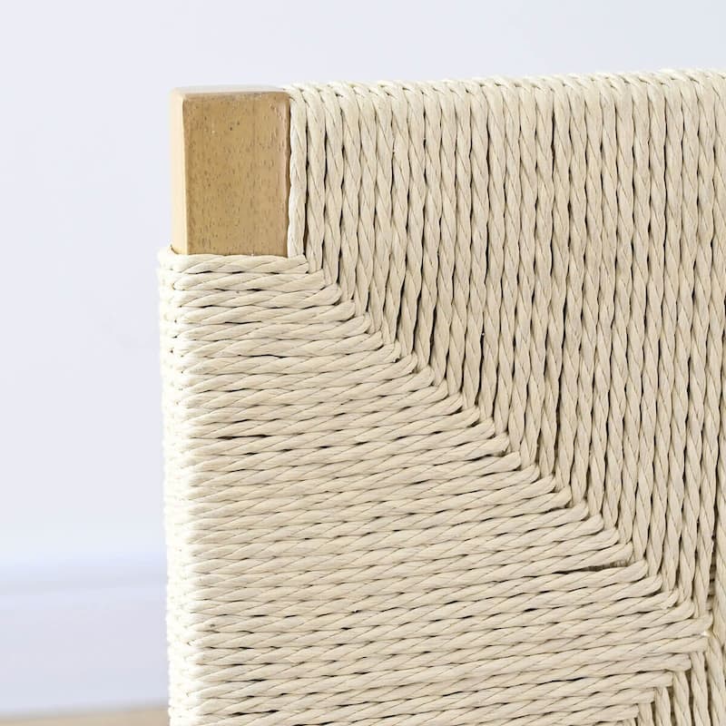 Woven Back Upholstered Seat Dining Chair(Set of 2)