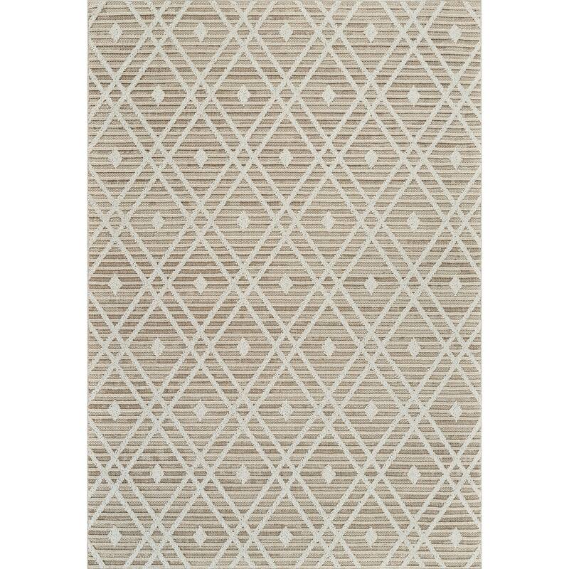 Mone Abstract Shapes Weather Resistant Sleek Contemporary Outdoor Rug