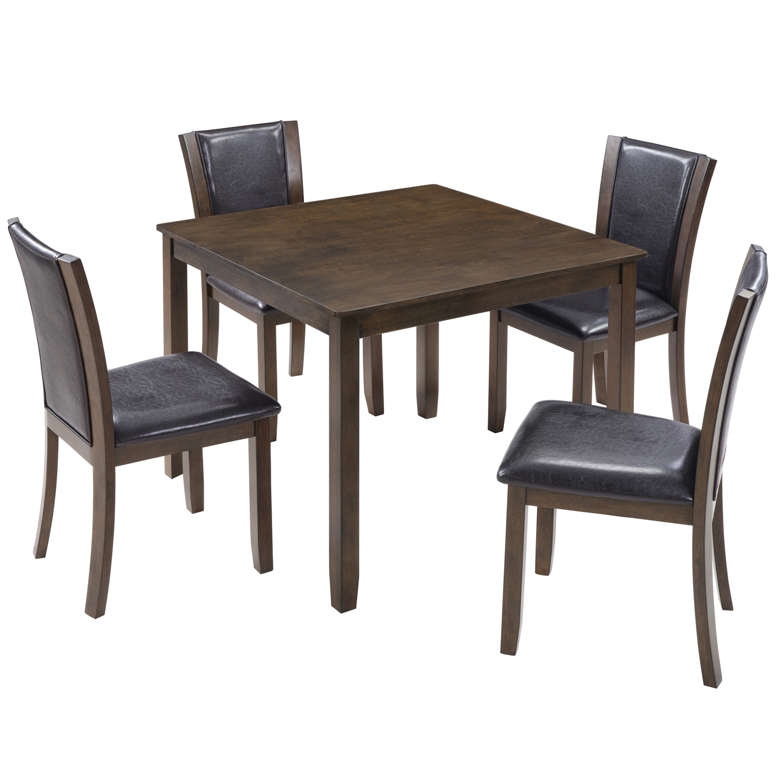 Dining Table Set with 4 Upholstered Chairs and Square Dining Table