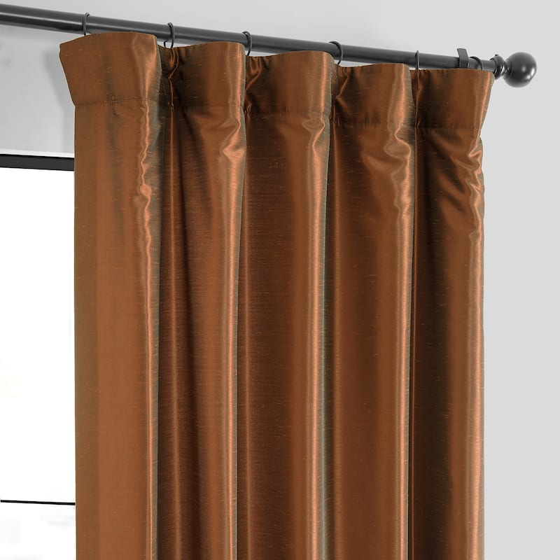 Exclusive Fabrics Vintage Textured Faux Dupioni Silk Room Darkening Curtains (1 Panel)