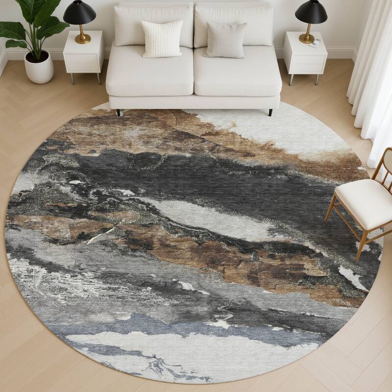 Premium Washable Super Soft Abstract Ranier Mayfield Rug - Gray - 8' x 8'