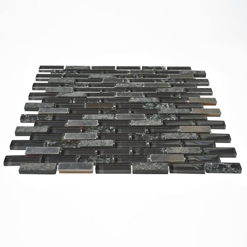 Silver Lead Random Brick Mosaic Tile