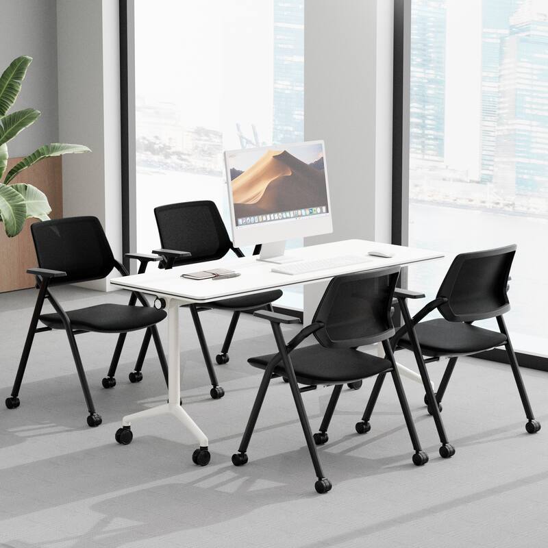 63'' Flip-top Office Confrence Table Set with Chair - 5-piece