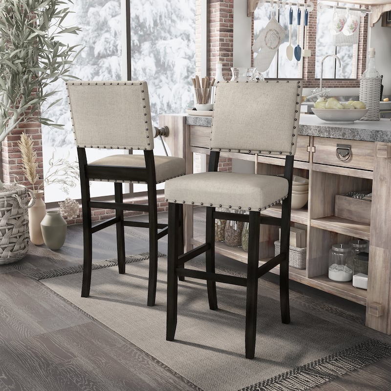 Tays Contemporary Black Bar Height Chairs (Set of 2) by Furniture of America - Antique Black