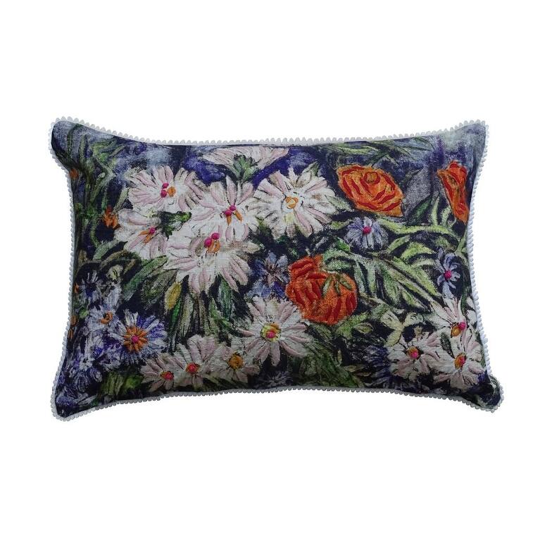 Throw Pillow Cover Embroidered & Printed May Flower