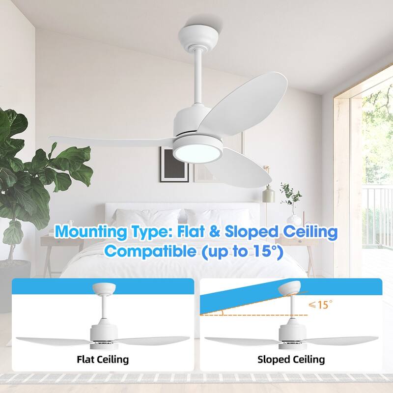 MLiAN 42 in 3 ABS Blades Indoor and Outdoor Ceiling Fan with Integrated LED and Remote Downrod