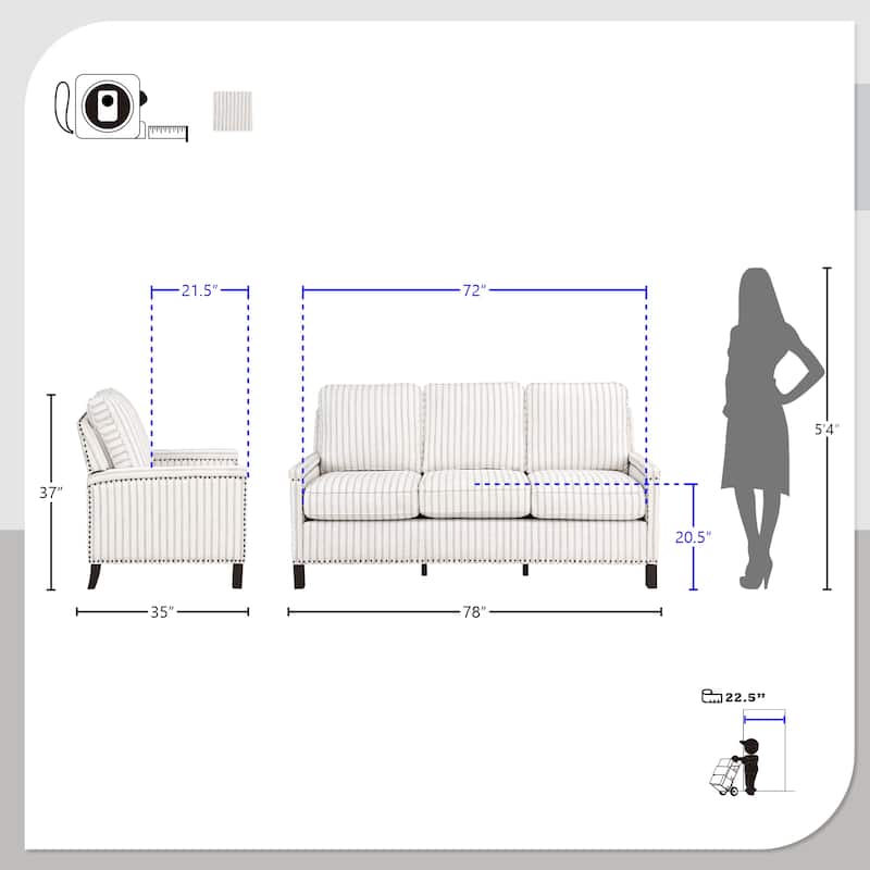 Ferron 3-Piece Fabric Living Room Sofa Set