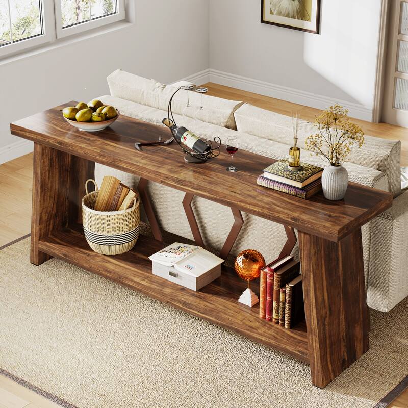 70.86-Inch Console Table, Wood Entryway Table with Storage, Couch Side Foyer Hallway Accent Table for Living Room, Entrance