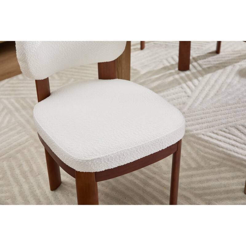 Farmhouse Wooden Dining Chairs Set of 2, Modern Fabric Upholstered Dining Room & Kitchen Chairs