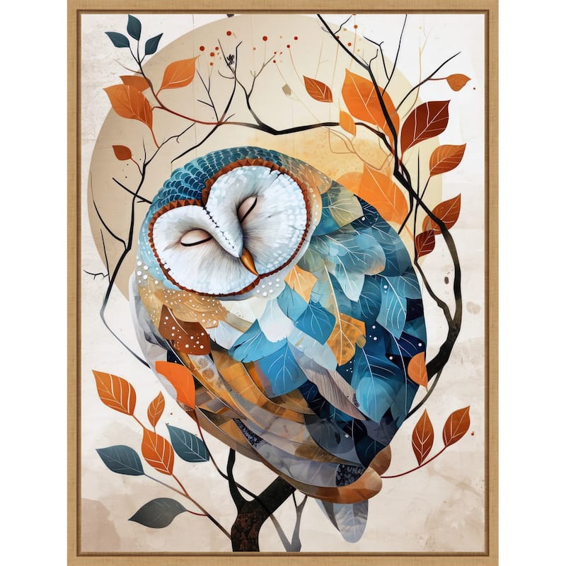 Owl Watercolor Animal Art by Justyna Jaszke Framed Canvas Wall Art