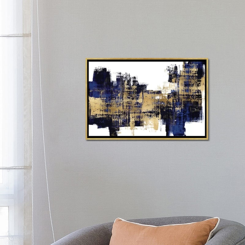 iCanvas "Vibrant Gold on Blue" by Alex Wise Framed Canvas Print