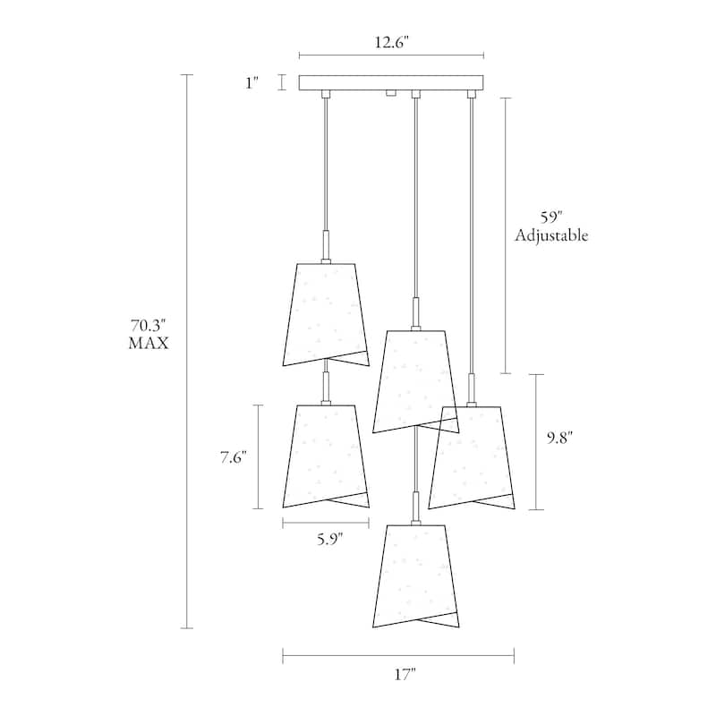 Modern 5-Light Chandeliers Island Pendant Lights for Kitchen Island - Black & Gold