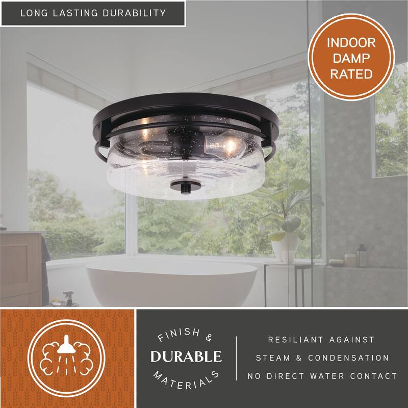 Addison 15-in W Contemporary Flush Mount Ceiling Light Fixture with Clear Glass