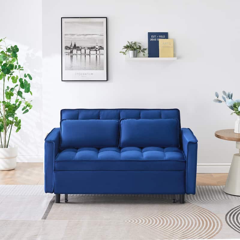 55-inch 3-in-1 Multifunctional Velvet Sofa Bed for Living Room