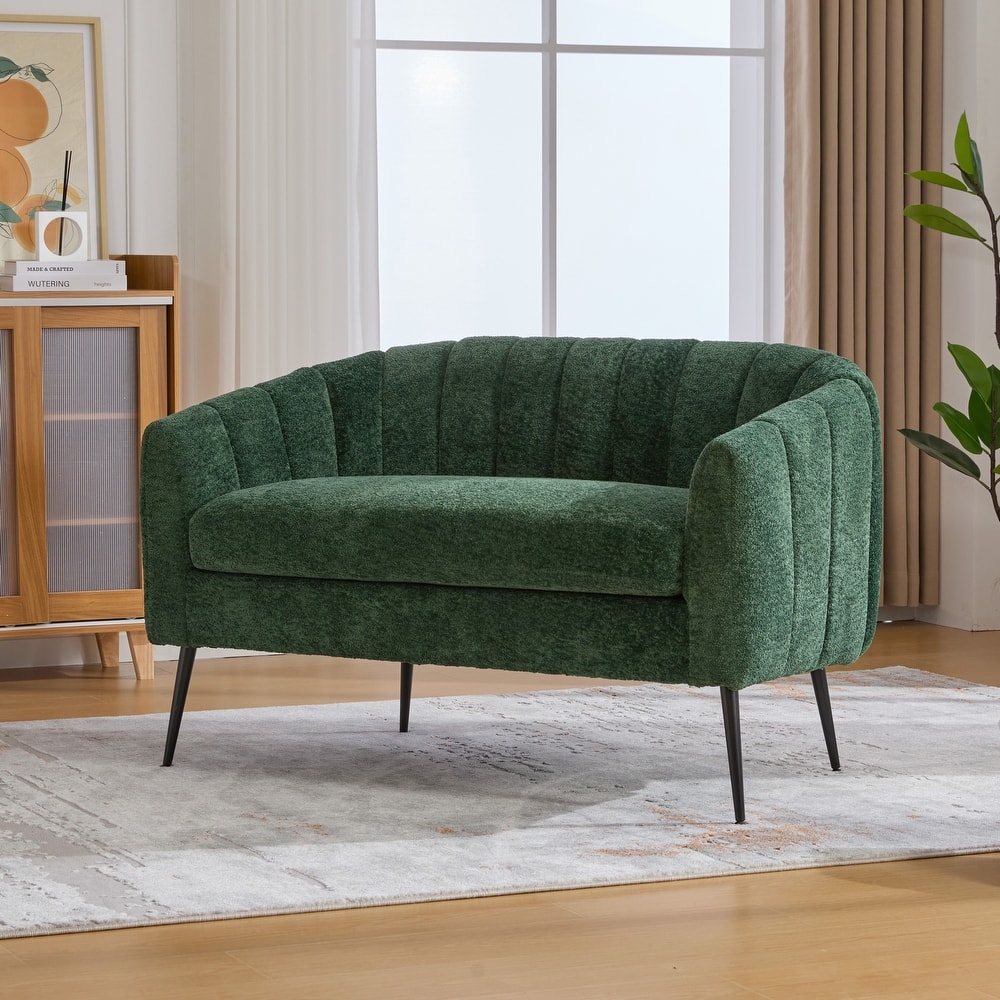 50.1" W Loveseat Sofa,Mid-Century Modern Chenille Sofa with Metal Legs