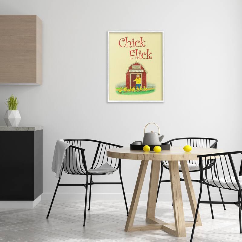 Stupell Chick Flick Vintage Pun Framed Giclee Art Design By Roger Straub
