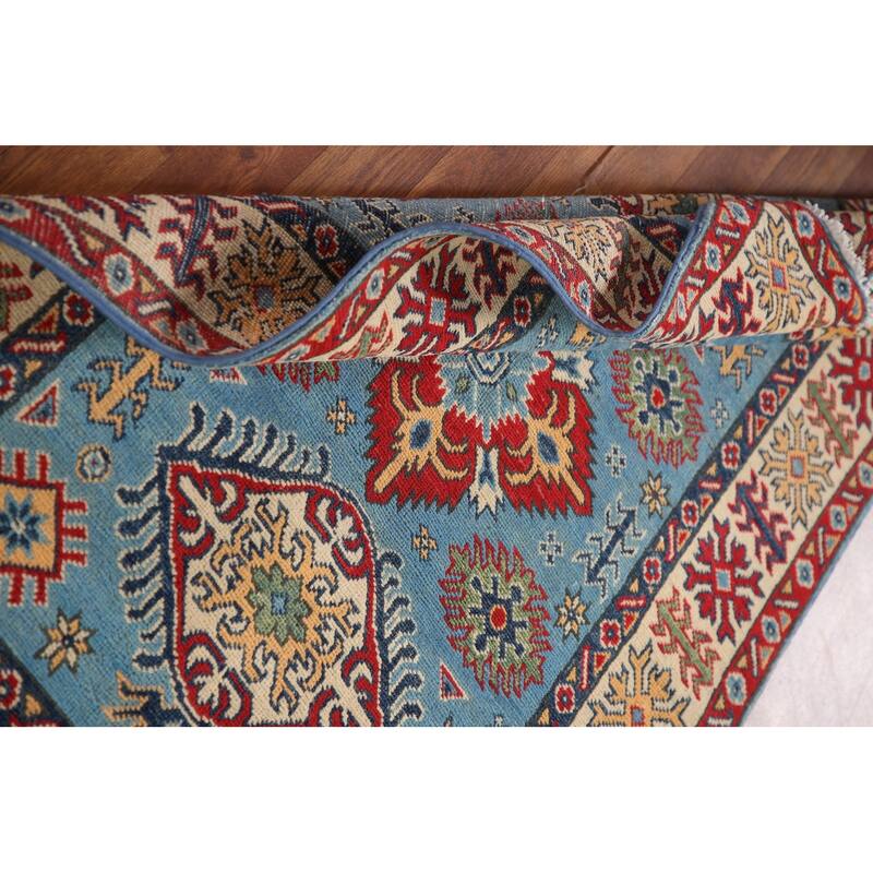 Blue Kazak Oriental Accent Rug Handmade Wool Carpet - 3'3"x 4'11"