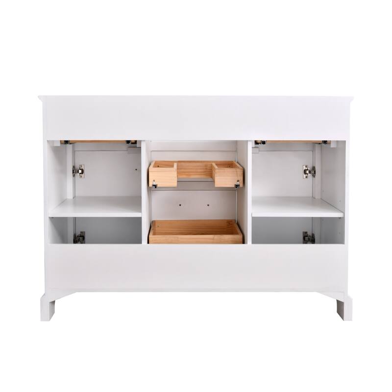 48" inch Freestanding Bathroom Vanity with Ice White Quartz Counter Top Ceramic Rectangular Sink