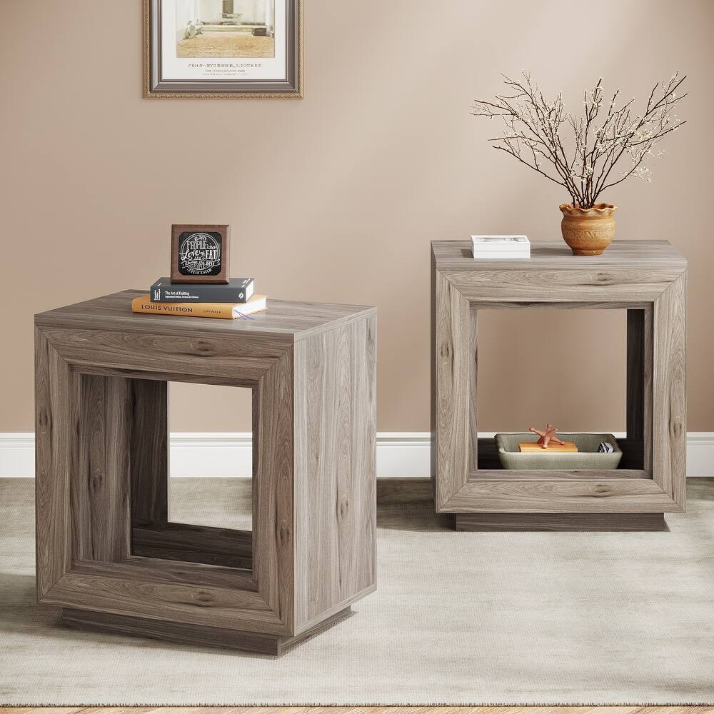 23.62-inch Rectangular Farmhouse Wood Side End Table for Living Room