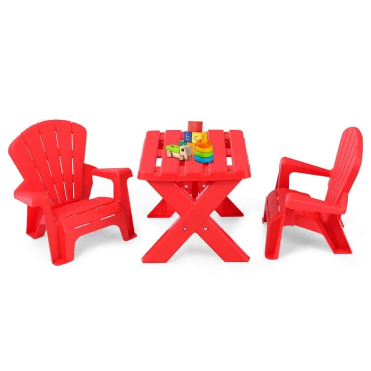 3-Piece Plastic Children Table Chair Set - Table size: 19.5'' x 16'' x 15'