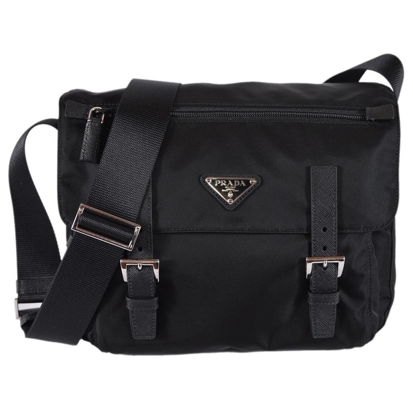 Shop Prada 1BD953 Pattina Black Tessuto Nylon Messenger Bag Crossbody Purse - Free Shipping ...