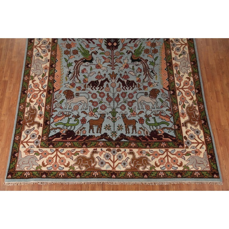 Animals Hunting Design Ziegler Rug Hand-Knotted Oriental Wool Carpet - 8'10"x 11'11"