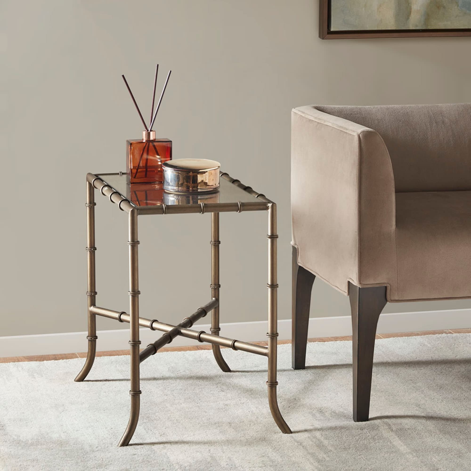 Antique bronze shop accent table