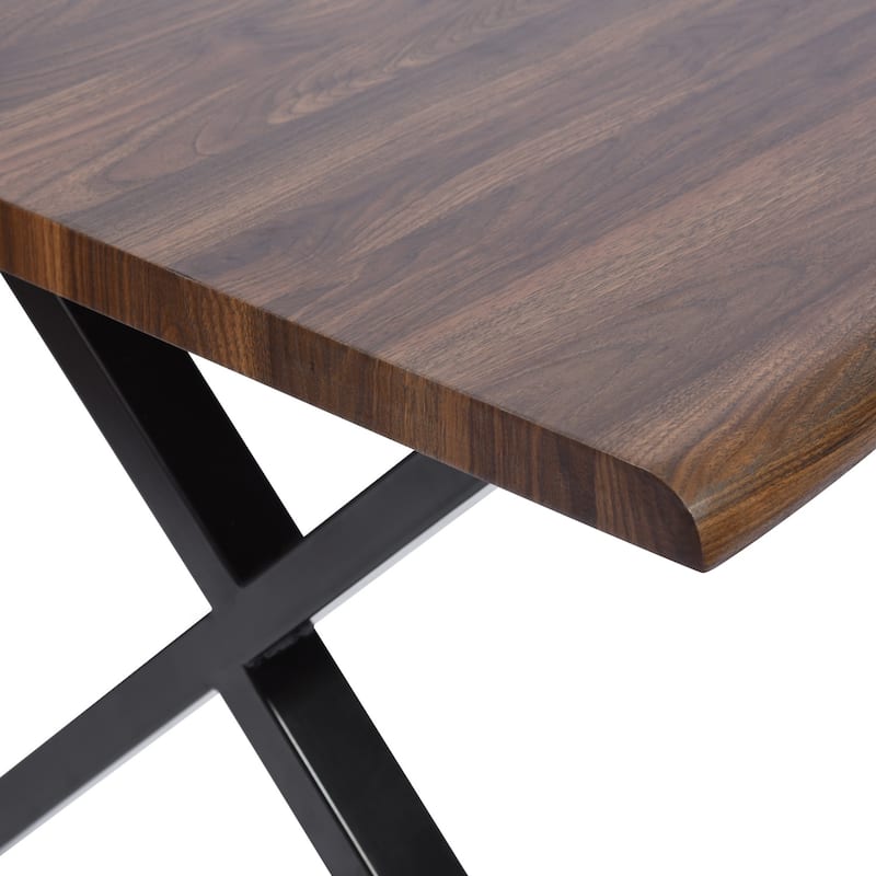 Homy Casa 63" Modern Dining Table, Unique Wavy Edge Top Office