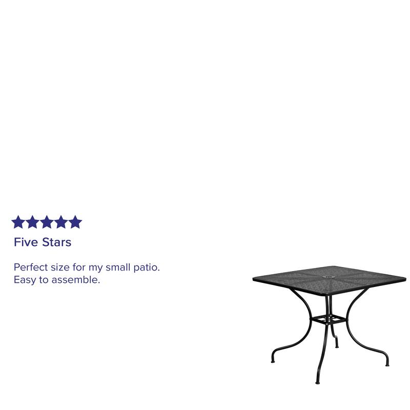 35.5'' Square Indoor-Outdoor Steel Patio Table - 32.5"