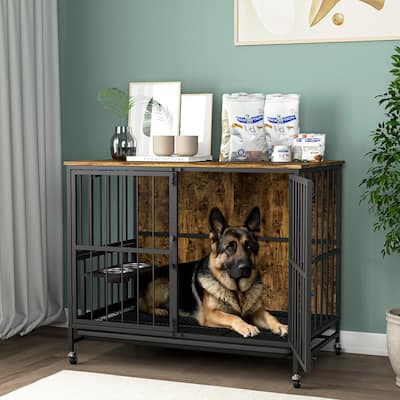Modern Kennel Dogs room up to 80 LB Dog crate furniture with Multi-Purpose Rremovable Ttray