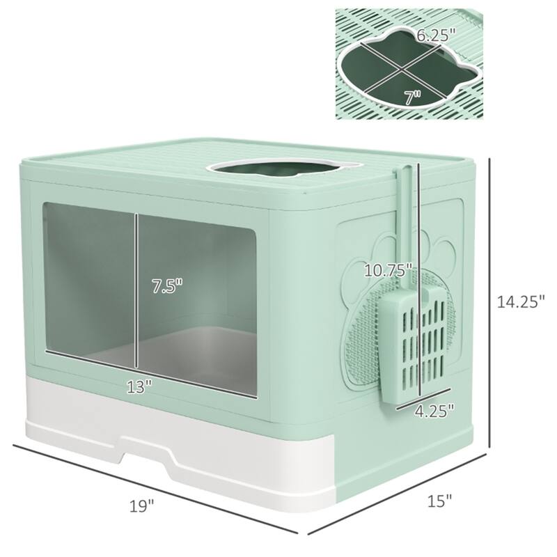 Fully Enclosed Cat Litter Box - 19" L x 15" W x 14.25" H
