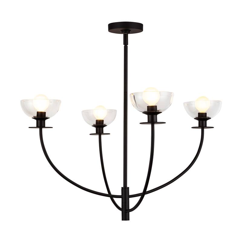 Alora Lighting CH515226 Sylvia 4 Light 26" Wide Chandelier - Matte Black / Clear Glass