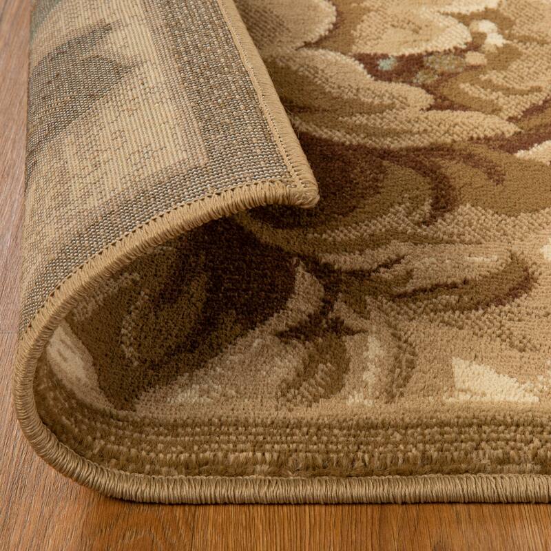 Superior Traditional Floral Border Power-Loomed Indoor Area Rug