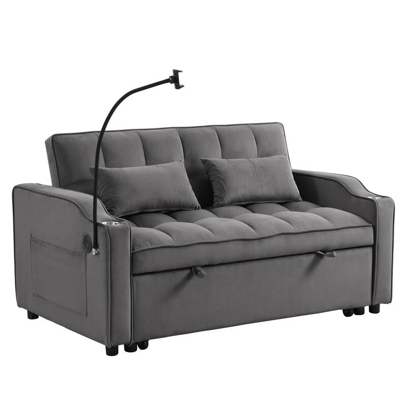 Sofa Bed with Trundle Dark Grey