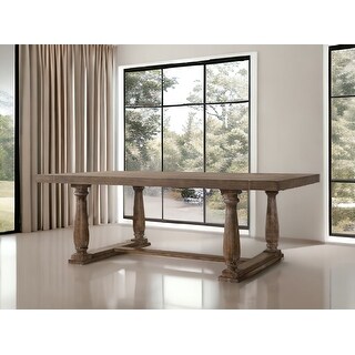 84" Brown Solid Wood Trestle Base Dining Table - Bed Bath & Beyond ...