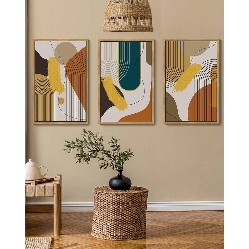 Abstract Framed Wall Art Modern Minimalist Luxury Gold Line Artwork