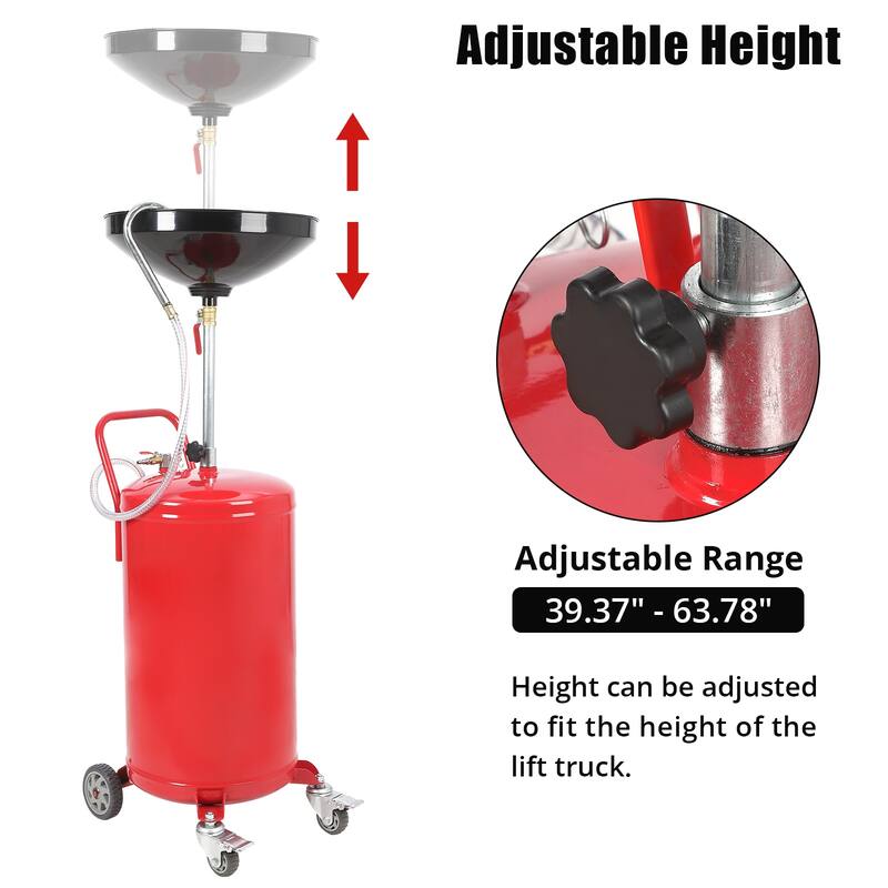 Height Adjustable Portable Waste Oil Drainer with Wheels