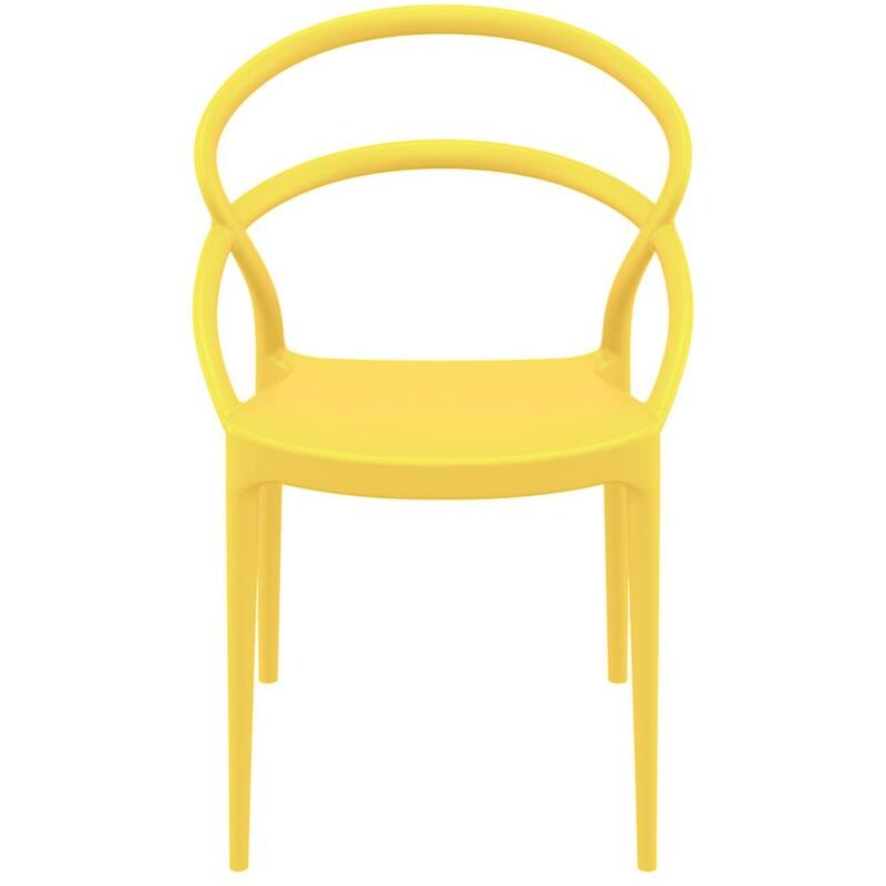 32.25" Yellow Outdoor Patio Round Dining Chair