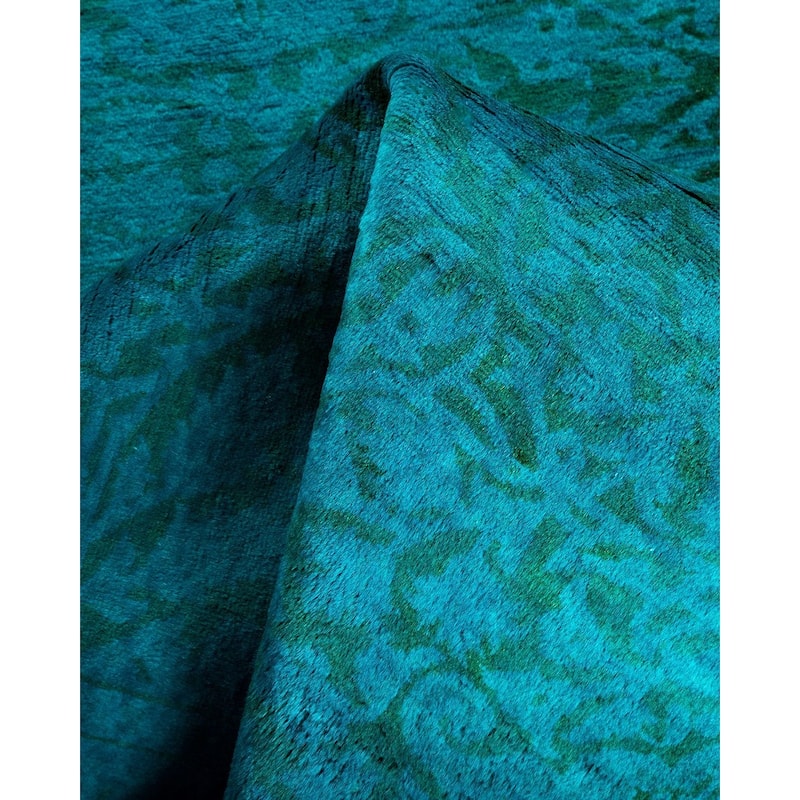 Overton Hand Knotted Wool Vintage Inspired Modern Contemporary Overdyed Blue Runner Rug - 2' 9" x 18' 1"