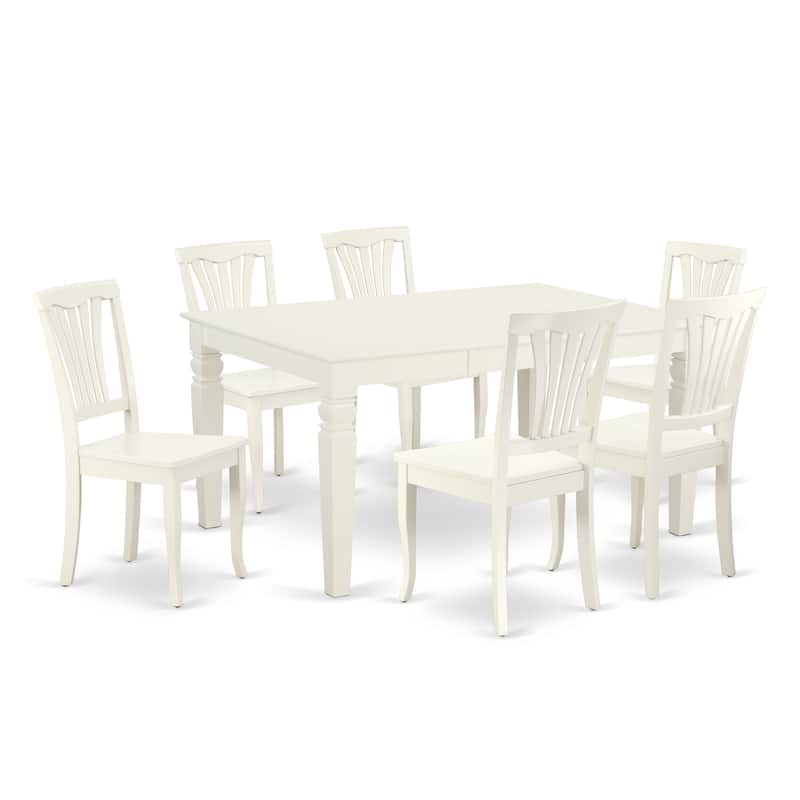 East West Furniture Dining Set- a Dining Table and Wood Seat Chairs, Linen White(Pieces Options)