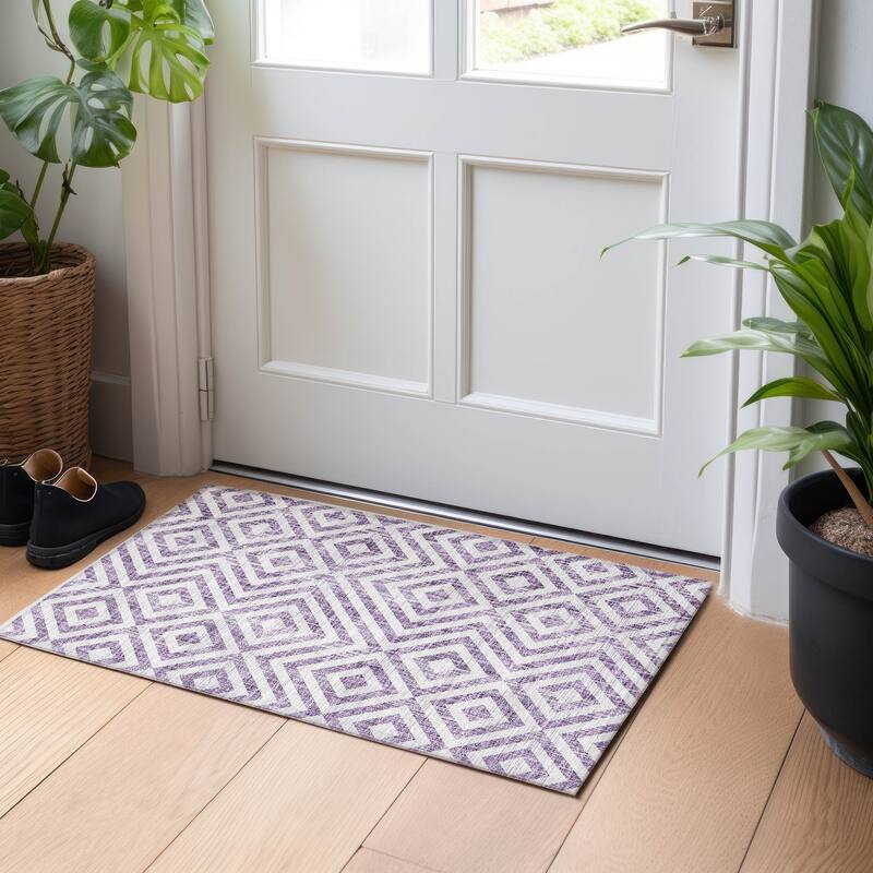 Premium Washable Super Soft Modern Geo Mayfield Rug - Purple - 1' 8" x 2' 6" - Rectangle