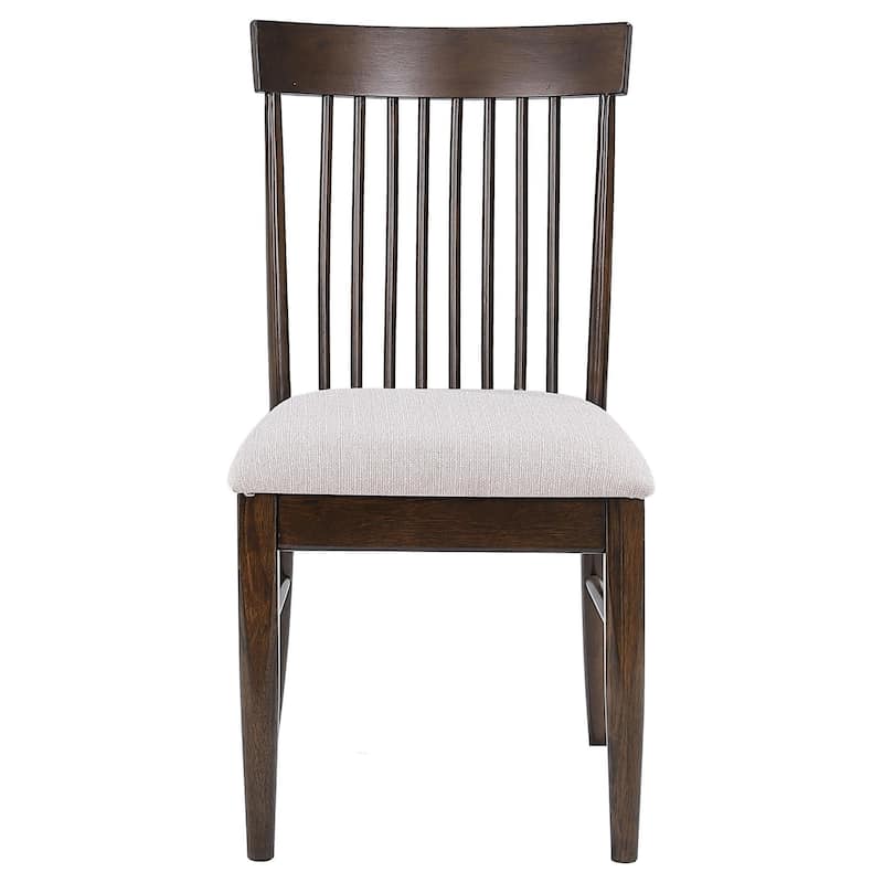 Eve Dining Side Chair Set of 2, Dark Walnut Brown Wood, Wheat Beige