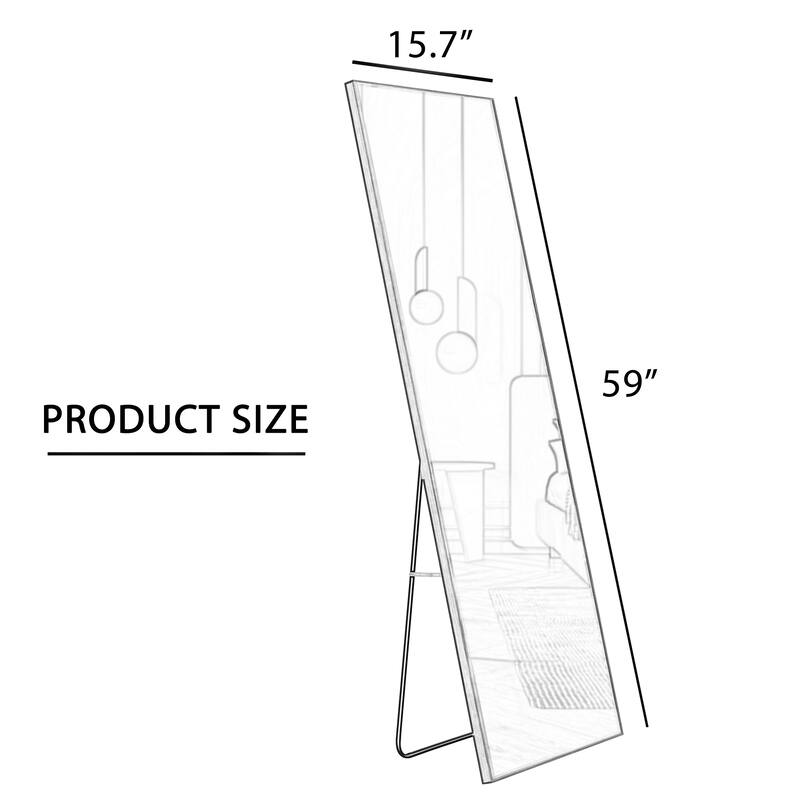 Roomfitters Wall Mounted Full Body Mirror with Transparent Aluminum Frame, 59"x15.7" Modern Decorative Mirror, Transparent