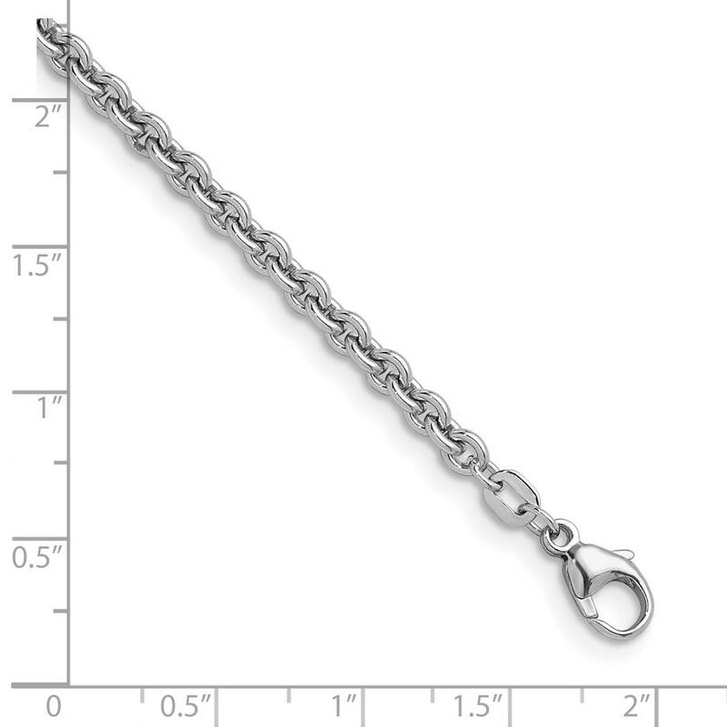 Curata 925 Sterling Silver Rhodium 3.8mm Round Link Chain Necklace for Men